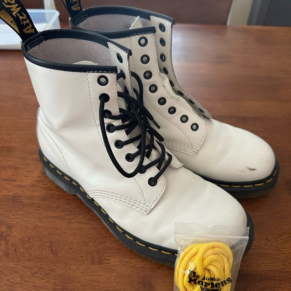 Dr. Martens White Leather Boots